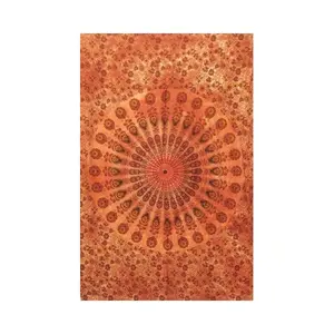Peacock Wing Psychedelic Mandala Hippie Boho Bohemian Tapestry - Printed Cotton Wall Hanging Window Decoration Poster(Orange, 40 X 30 Inches)