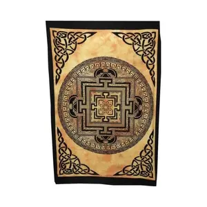 Vastu Yantra Psychedelic Hippie Boho Bohemian Tapestry - Printed Cotton Wall Hanging Window Decoration Poster(Yellow, 40 X 30 Inches)