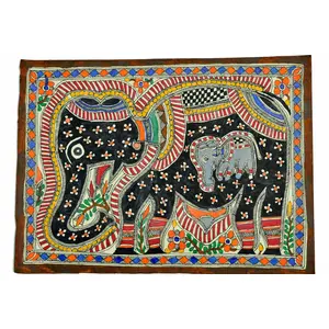 Silkrute Traditional Madhubani Painting Depicting "A Majestic Elephant"