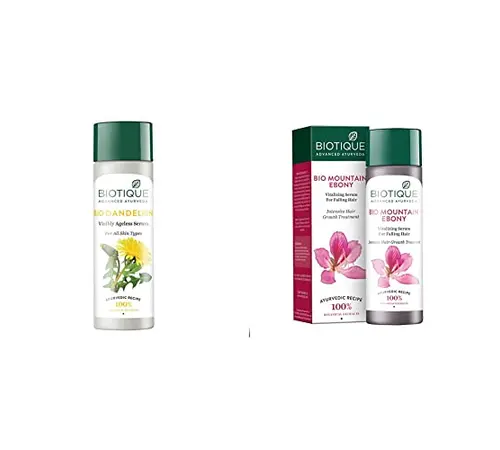 Biotique Bio Dandelion Visibly Ageless Serum 190ml And Biotique Bio  Mountain Ebony Vitalizing Serum For Falling Hair Intensive Hair Growth  Treatment 120ML - the best price and delivery | Globally