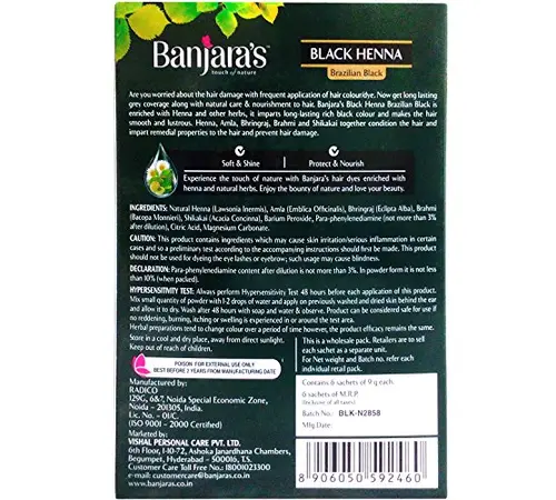 Banjara's Hair Colour - Black Henna 6 Numbers x 9g Carton - the best price  and delivery | Globally
