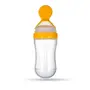GOODMUNCHKINS Silicone Spoon Food Feeder for Toddlers Food Grade Silicone Bottle 90ml BPA Free (Yellow)