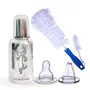 Goodmunchkins Stainless Steel Feeding Bottles with Anti Colic Silicone Nipple/Sipper Training Spout/Bottle Cleaning Nylon Brush (220ml Blue)