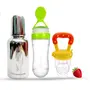 GOODMUNCHKINS Stainless Steel Feeding Bottle Food Feeder & Fruit Feeder for Baby/Infants-304 SS-No Joints-Anti Colic Silicon Nipple-Food Grade Silicon Feeder BPA Free Pack 3 (Green-Yellow 220)