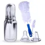 Goodmunchkins Stainless Steel Feeding Bottles 304 Grade with Anti Colic Silicone Nipple & Sipper Training Spout/Bottle Cleaning Nylon Brush