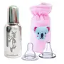Goodmunchkins Stainless Steel Baby Feeding Bottle with Antic Colic Silicone Nipple & Teat with Velvette Bottle Carry Bag (Pack of 3)