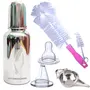 Goodmunchkins Stainless Steel Feeding Bottle with Bottle Cleaning Brush/Chakku/Anti Colic Silicone Nipple-304 Grade Steel Joint Less