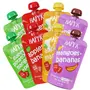 Happa Organic Food, Fruit Puree (Pack of 8, Apple + Mango, Mango + Banana, Apple +Banana, Sweet Potato + Mango + Pear) Stage 3, 8 Pouches, 100 Gram Each