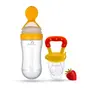 GOODMUNCHKINS Silicone Spoon Food Feeder & Fruit Feeder for Toddlers Food Grade Silicone Container 90ml and Nipple BPA Free Combo Pack of 2 Items