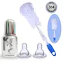Goodmunchkins Stainless Steel Baby Feeding Bottle 304 Grade Steel for Infants/Toddlers Jointless with Bottle Cleaning Brush (150 Blue)