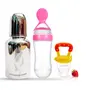 GOODMUNCHKINS Stainless Steel Feeding Bottle Food Feeder & Fruit Feeder for Baby/Infants-304 SS-No Joints-Anti Colic Silicon Nipple-Food Grade Silicon Feeder BPA Free Pack 3 (Pink-Yellow 300)