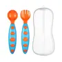 Safe-O-Kid Pack of 1 BPA Free Extra Safe Silicone Feeding/Training Spoon with Box for Baby- Blue & Orange