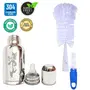 Goodmunchkins Stainless Steel Baby Feeding Bottle 304 Grade Steel for Infants/Toddlers Jointless with Bottle Cleaning Brush (300 Pink), 2 image