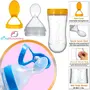GOODMUNCHKINS Stainless Steel Feeding Bottle Food Feeder & Fruit Feeder for Baby/Infants-304 SS-No Joints-Anti Colic Silicon Nipple-Food Grade Silicon Feeder BPA Free Pack 3 (Blue-Green 150), 3 image
