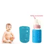 Safe-O-Kid - Pack of 2 - Silicone Baby Feeding Bottle Cover Sleeve Holder Insulated Protection All Bottle Types Medium 120 ml Blue, 2 image