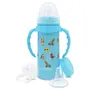 LuvLap 4 in 1 Slim Neck Steel Baby Bottle Cum Sipper with Handle, Made of SS304 Rust Free Steel, BPA Free, Odour Free, Anti Colic Nipple, Spout, Weighted Straw & Cap, Blue, 3M+, 240 ml