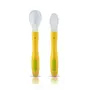 Luvlap Fun Club Baby Silicone Spoon Set, Bpa Free, Fda Approved, 2 Pcs, Green And Yellow - 23.4 Cm