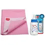 LuvLap Instadry Anti-Piling Fleece Extra Absorbent Quick Dry Sheet for Baby Pack of 1 Baby Pink & Anti-Colic Slim Regular Neck Essential BPA-Free Baby Feeding Bottle 125ml Blue