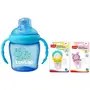 Luvlap Hippo Sipper Blue & Silicone Food/Fruit Nibbler with Extra Mesh, Soft Pacifier/Feeder, Teether for Infant Baby, Infant, Joystar Yellow, Bpa Free - 225 Ml
