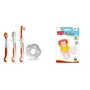 LuvLap Baby Training Toothbrush Set 3 pcs (White/Orange) & LuvLap Silicone Food/Fruit Nibbler