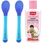 LuvLap Tiny Love Heat Sensitive Baby Feeding Spoons Set 2 pcs Blue & Baby Hair & Skin Oil 100ml