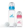 Mylo Baby 2 in 1 Feeding Bottles with Spoon for New Born Baby (125ml + 250ml) | Anti Colic & BPA Free Feeding Bottles | Feels Natural Baby Bottle | Easy Flow Neck Design- Bear + Elephant