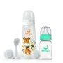 Mylo Baby 2 in 1 Feeding Bottles with Spoon for New Born Baby (125ml + 250ml) | Anti Colic & BPA Free Feeding Bottles | Feels Natural Baby Bottle | Easy Flow Neck Design- Bear + Elephant