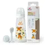 Mylo Baby 2 in 1 Feeding Bottle with Spoon (250 ml) for New Born Baby | Anti Colic & BPA Free Feeding Bottles | Feels Natural Baby Bottle | Easy Flow Neck Design- Grey Girrafe