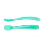 Chicco Baby Self Feeding Spoon with Soft Tip, Suitable For Training Toddlers, Soft & Flexible Silicone, Blue, 6m+ (Pack of 2)