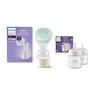 Philips Avent Essential Manual Breast pump | Easy Silicone massage cushion & Ergonomic handle, Soft & Gentle, BPA Free + 125ml Natural Twin Bottle Combo (SCF417/11 + SCY900/02) BY Fratelli