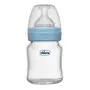 Chicco Well-Being Glass Feeding Bottle for Babies (120ml, Slow Flow) | Premium Borosilicate Glass for High Durability | Elongated Teat for Correct Latch | Comes with Anti-Spill Cap | BPA Free (Blue)