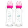 Mee Mee Premium Glass Feeding Bottle with Eazy-Flow Technology, Anti-Colic Valve,Anti Slip,BPA-Free Baby Feeding Bottle for Babies & Toddlers(Pink, 240Ml, Pack of 2)