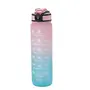 Kuber Industries Motivational Water Bottle with Time Marker | Sipper Water Bottle for Kids & Adults with Straw | For Gym, Home, Office & School | Pink Blue -1 L, 2 image
