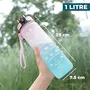 Kuber Industries Motivational Water Bottle with Time Marker | Sipper Water Bottle for Kids & Adults with Straw | For Gym, Home, Office & School | Pink Blue -1 L, 3 image
