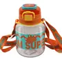 Attro Spike Kids 670ml Water Bottle with Straw Lid & Nylon Strap BPA Free Leak Proof Ideal for Toddlers - Orange
