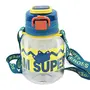 Attro Spike Kids 670ml water Bottle with Straw Lid & Nylon Strap BPA free Leak Proof Ideal for Toddlers - Dark Blue