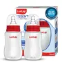 LuvLap Baby Essential Slim Neck Feeding Bottle 125ml Plain with anti Colic Nipple New Born / Infants / Toddler upto 3 years BPA Free Pack of 2 Red