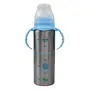 Honey Boo 3 in 1 Baby Feeding Bottle Thermo-Steel Multifunctional-Sipper Nipple & Straw 240 ML (for 5+ Month Baby) (Blue), 3 image