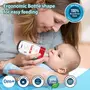 LuvLap Essential Slim Neck Glass Feeding Bottle 125ml 0m+/Babies Upto 3 Years Made of Borosilicate Glass BPA Free Ergonomic Shape is Easy to Hold with Anti Colic Nipple Pack of 2 White & Red, 3 image