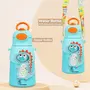 R for Rabbit Steebo Zoobie Premium Stainless Steel Water Sipper for Baby Spill Proof BPA Free Soft Silicone Straw Drinking Sipper for Kids of 12+ Months (550ml Blue Dino), 3 image