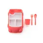 Entisia Kids Car Plate - Plastic Car Shaped Plate with Glass Spoon & Fork Set for Kids Removable Inner Dish Tableware Set Breakfast Lunch Dinner and Snack Serving Sectioned Food Plates(Pink), 3 image