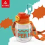 Attro Spike Kids 670ml Water Bottle with Straw Lid & Nylon Strap BPA Free Leak Proof Ideal for Toddlers - Orange, 5 image