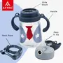 Attro Buddy Kids 380ml Water Bottle Cute & Functional Toddlers Water Bottle with Two Side Handles & Straw Lid BPA Free Leakproof - Blue, 2 image
