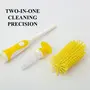 Heart Home Bottle Brush | Long Handle Bottle Brush | Silicone Bottle Cleaner Brush Set | Baby Feeding Bottle Cleaning Brush | Nipple Cleaner with Suction Base | Yellow, 2 image
