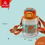 Attro Spike Kids 670ml Water Bottle with Straw Lid & Nylon Strap BPA Free Leak Proof Ideal for Toddlers - Orange, 4 image