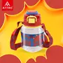 Attro Spike Kids 670ml Water Bottle with Straw Lid & Nylon Strap BPA Free Leak Proof Ideal for Toddlers - Red, 7 image