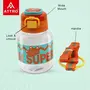 Attro Spike Kids 670ml Water Bottle with Straw Lid & Nylon Strap BPA Free Leak Proof Ideal for Toddlers - Orange, 2 image