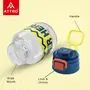 Attro Spike Kids 670ml water Bottle with Straw Lid & Nylon Strap BPA free Leak Proof Ideal for Toddlers - Dark Blue, 2 image