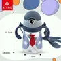 Attro Buddy Kids 380ml Water Bottle Cute & Functional Toddlers Water Bottle with Two Side Handles & Straw Lid BPA Free Leakproof - Blue, 4 image