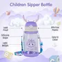 SKYTONE Cute Kids Water Bottle with Sipper Water Bottle for kids Sipper Bottle for Kids - Anti-leak Cartoon Kids Water Bottle for Kids (600 ML) (Purple), 3 image